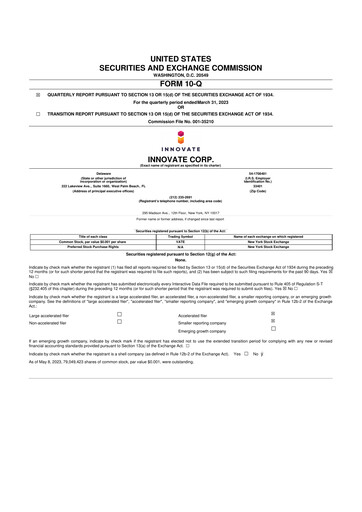 Thumbnail INNOVATE Corp. 10-Q Quarterly Report FY2023 