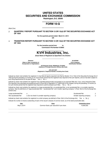 Thumbnail KVH Industries
 10-Q Quarterly Report FY2014 