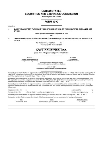 Thumbnail KVH Industries
 10-Q Quarterly Report FY2015 