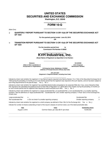 Thumbnail KVH Industries
 10-Q Quarterly Report FY2016 