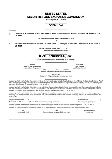 Thumbnail KVH Industries
 10-Q Quarterly Report FY2016 
