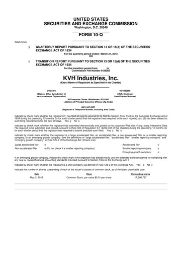 Thumbnail KVH Industries
 10-Q Quarterly Report FY2018 