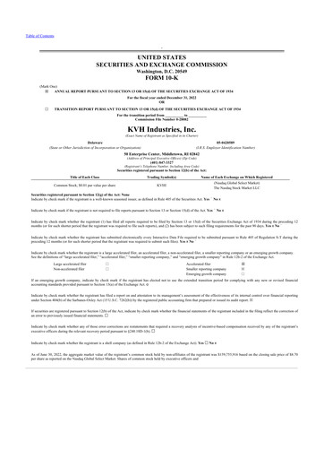 Thumbnail KVH Industries
 10-K Annual Report 2022