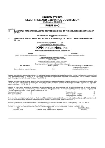 Thumbnail KVH Industries
 10-Q Quarterly Report FY2023 