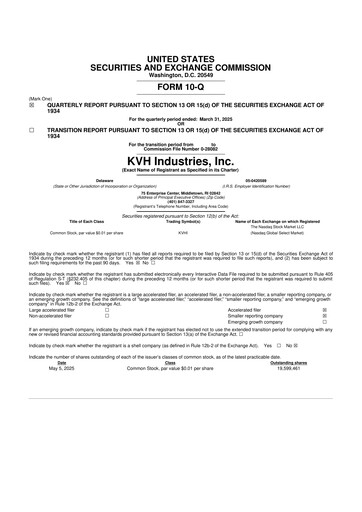 Thumbnail KVH Industries
 10-Q Quarterly Report FY2025 