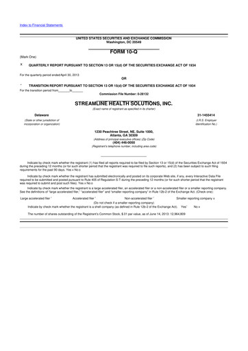 Thumbnail Streamline Health Solutions 10-Q Quarterly Report FY2013 