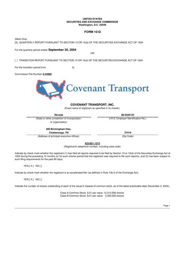 Thumbnail Covenant Logistics
 10-Q Quarterly Report FY 