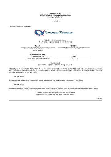 Thumbnail Covenant Logistics
 10-Q Quarterly Report FY 