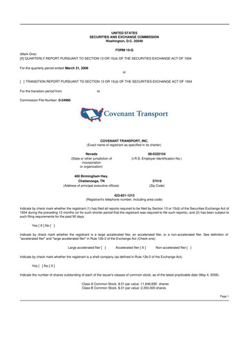 Thumbnail Covenant Logistics
 10-Q Quarterly Report FY 