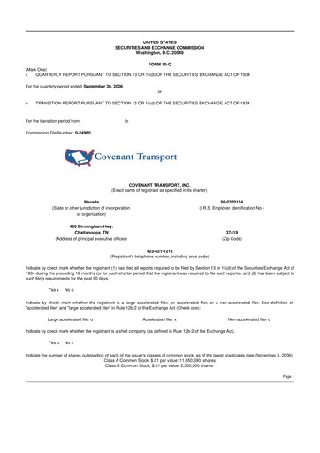 Thumbnail Covenant Logistics
 10-Q Quarterly Report FY 