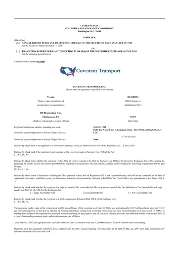Thumbnail Covenant Logistics
 10-K Annual Report 