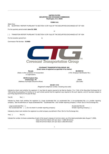 Miniature Covenant Logistics
 10-Q Rapport trimestriel  