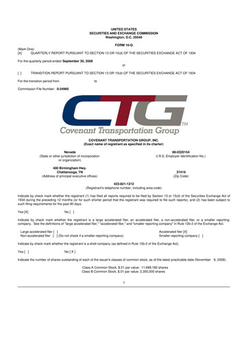 Miniature Covenant Logistics
 10-Q Rapport trimestriel  