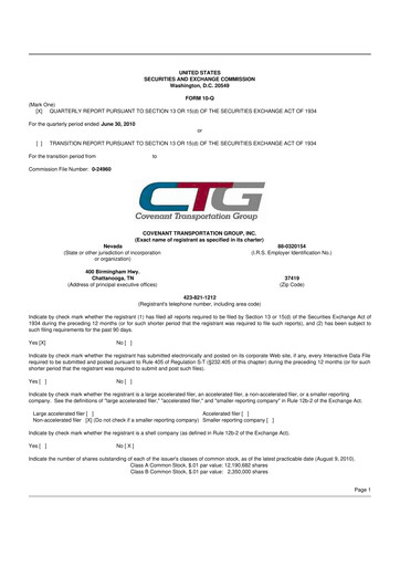 Thumbnail Covenant Logistics
 10-Q Quarterly Report FY 