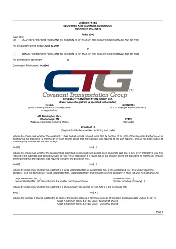 Thumbnail Covenant Logistics
 10-Q Quarterly Report FY2011 