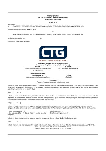 Thumbnail Covenant Logistics
 10-Q Quarterly Report FY2012 