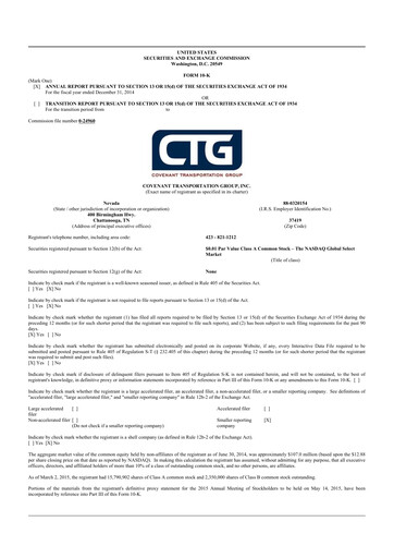 Thumbnail Covenant Logistics
 10-K Annual Report 2014