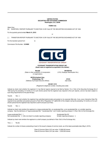 Thumbnail Covenant Logistics
 10-Q Quarterly Report FY2015 