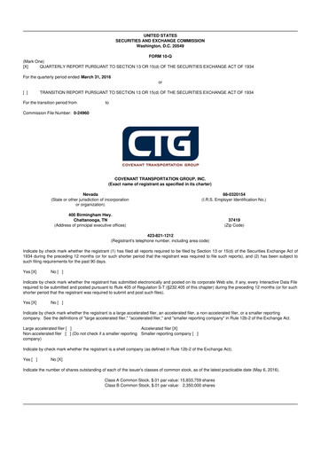 Thumbnail Covenant Logistics
 10-Q Quarterly Report FY2016 