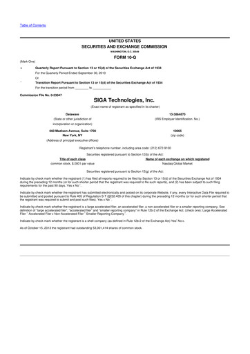 Thumbnail SIGA Technologies 10-Q Quarterly Report FY2013 