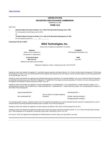 Thumbnail SIGA Technologies 10-Q Quarterly Report FY2018 