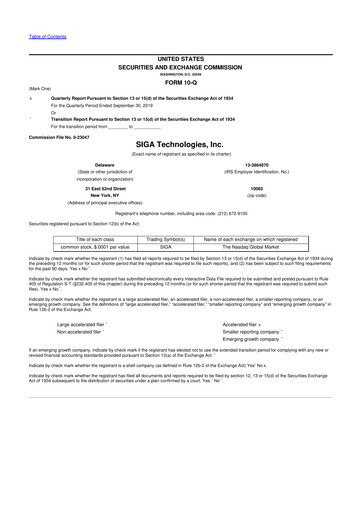 Thumbnail SIGA Technologies 10-Q Quarterly Report FY2019 