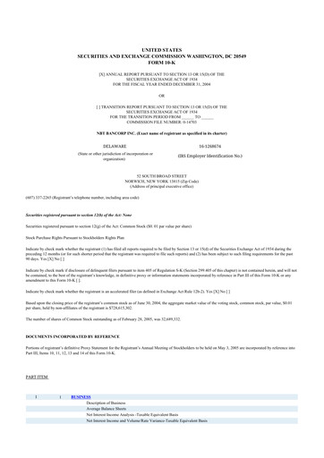 Thumbnail NBT Bancorp 10-K Annual Report 