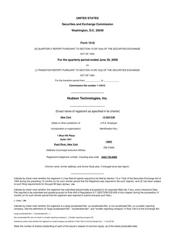 Thumbnail Hudson Technologies 10-Q Quarterly Report FY 