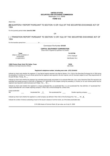 Vorschaubild Capital Southwest Corporation 10-Q Quartalsbericht  