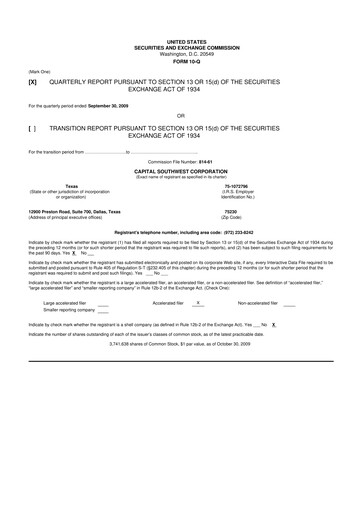 Vorschaubild Capital Southwest Corporation 10-Q Quartalsbericht  