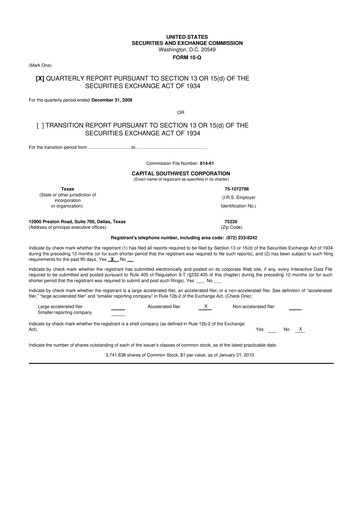 Vorschaubild Capital Southwest Corporation 10-Q Quartalsbericht  