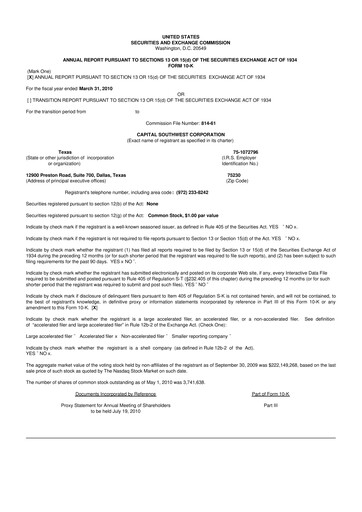 Vorschaubild Capital Southwest Corporation 10-K Jahresbericht 