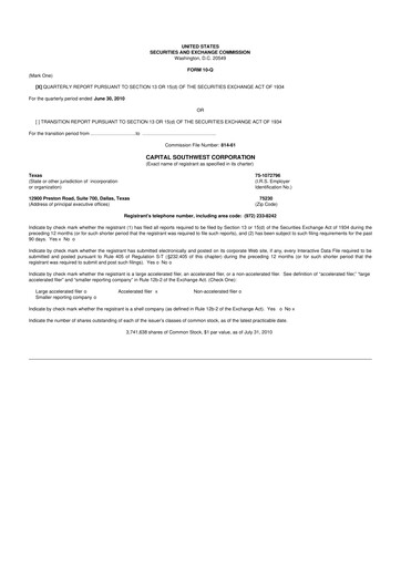Vorschaubild Capital Southwest Corporation 10-Q Quartalsbericht  