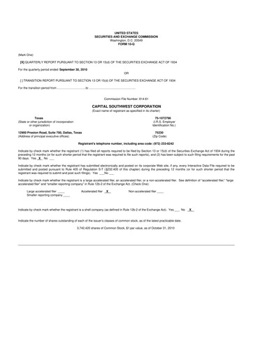 Vorschaubild Capital Southwest Corporation 10-Q Quartalsbericht  