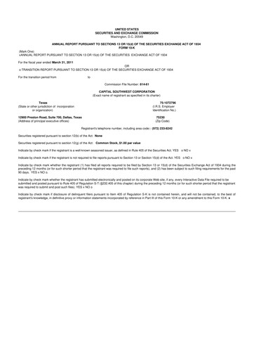 Vorschaubild Capital Southwest Corporation 10-K Jahresbericht 