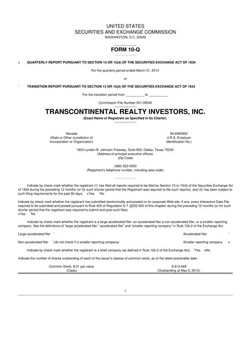 Thumbnail Transcontinental Realty Investors 10-Q Quarterly Report FY2013 
