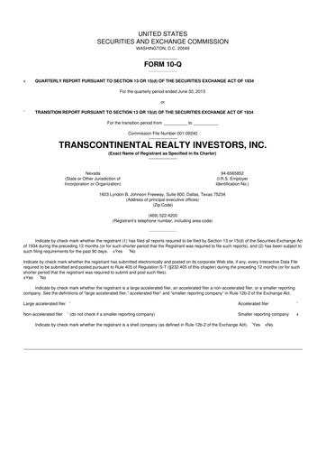 Thumbnail Transcontinental Realty Investors 10-Q Quarterly Report FY2013 