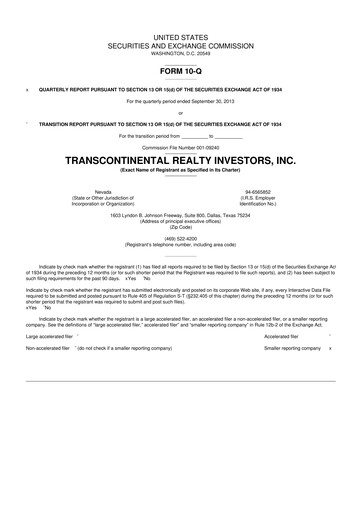 Thumbnail Transcontinental Realty Investors 10-Q Quarterly Report FY2013 