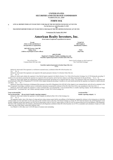 Vorschaubild American Realty Investors 10-K Jahresbericht 2013