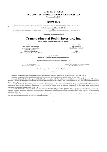 Thumbnail Transcontinental Realty Investors 10-K Annual Report 2013
