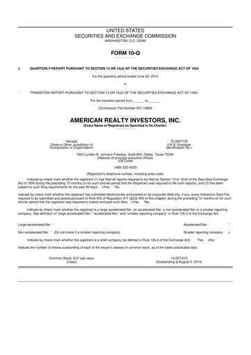 Thumbnail American Realty Investors 10-Q Quarterly Report FY 