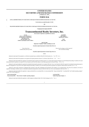 Thumbnail Transcontinental Realty Investors 10-K Annual Report 2014