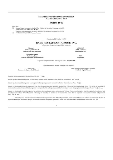 Vorschaubild Rave Restaurant Group 10-K Jahresbericht 2015