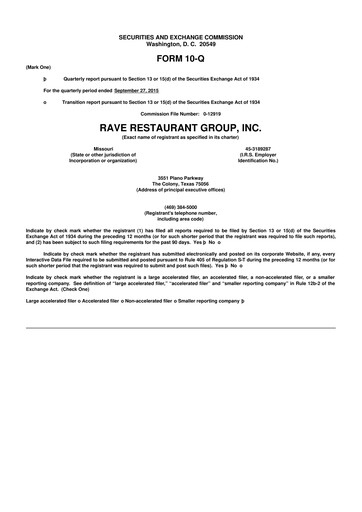 Thumbnail Rave Restaurant Group 10-Q Quarterly Report FY 