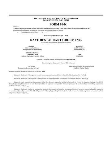 Vorschaubild Rave Restaurant Group 10-K Jahresbericht 