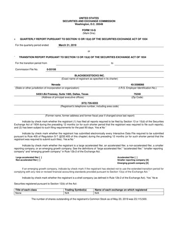 Thumbnail Blackboxstocks 10-Q Quarterly Report FY2019 