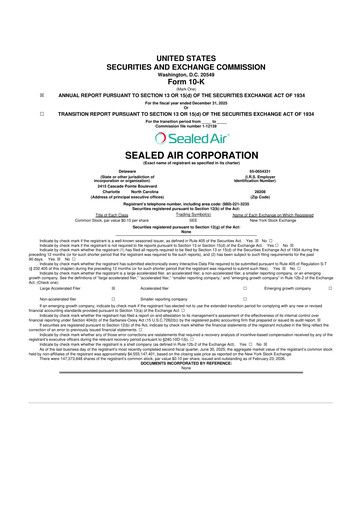 Miniature Sealed Air
 10-K Rapport annuel 2025