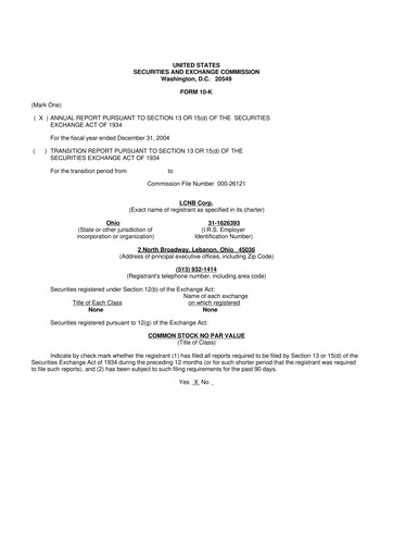 Thumbnail LCNB Corp.
 10-K Annual Report 