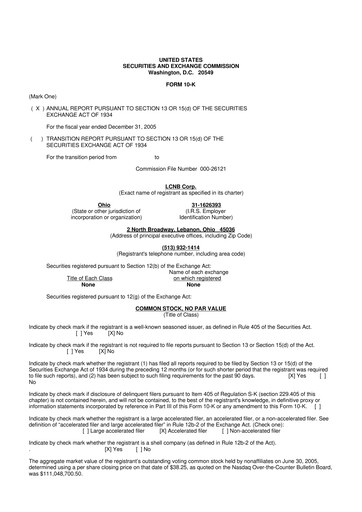 Thumbnail LCNB Corp.
 10-K Annual Report 