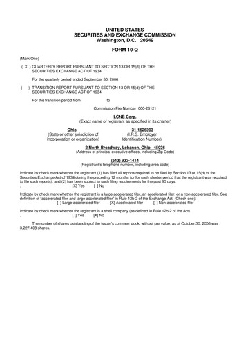Thumbnail LCNB Corp.
 10-Q Quarterly Report FY 